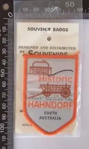 VINTAGE HISTORIC HAHNDORF SA TRAVEL SOUVENIR PATCH WOVEN CLOTH SEW-ON BADGE
