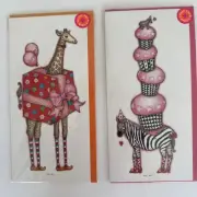 2 Stuff for Africa Cards Zebra and Giraffe for Birthday Tracy Paul Whimsy New