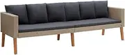 vidaXL Outdoor Poly Rattan 3-Seater Garden Sofa with Cushions in Beige Colour