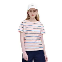 在飛比找蝦皮購物優惠-ins▨Kappa卡帕短袖2021新款女運動T恤休閑條紋半袖