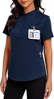 [Tisfeer] Women's V-Neck Scrub Top, Regular Fit Top Scrubs with 4 Pockets