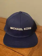 New Michael Kors Mens Blue/White Embroidered Snapback Baseball Hat Cap Casual