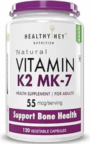 Heal.thyHey Nutrition vitamin K2 | 100% Vegetarian Vitamin K2 Benefits in Bone Health - 55mcg - 120 Vitamin K27 Capsules