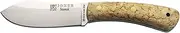 Joker "Nessmuk" CL136 Knife, Birch Handle, 11cm/4.3in Sandvik 14C28N Blade with Flat Grinding, Brown Leather Sheath, Fishing, Camping and Hiking Tool