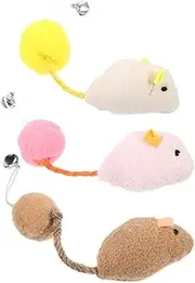 Abaodam 3pcs Interactive Plush Mouse Cat Set with Bell Realistic Stuffed Mice Balls for Indoor Cats Engaging Natural Hunting Instincts Durable Fun