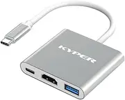 USKyper-984K USB C to HDMI Adapter, 4K HDMI to USB-C Adapter 100W PD & USB 3.0 Multiport Digital AV Converter for MacBook Pro/Air, iPad, iPhone 15/16, Tablets, Switch, TV, Monitor (1, Silver)