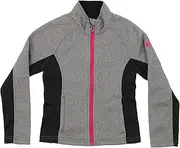[Spyder] Girls Youth (7-16) Cora Color Block Full Zip Fleece Jacket, Heather Grey F20 Medium (8-10)
