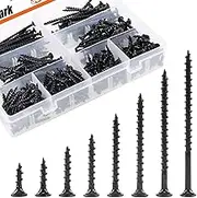 390-Pcs #7 Coarse Thread Drywall Screw with Phillips Drive Black Oxide Finsh Bugle Head Wood Screws Assortment Kit Ideal for Drywall Sheetrock