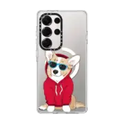 Galaxy S25 Ultra Clear Magnetic Case Hipster Corgi