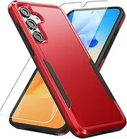 for Samsung A35 Case,Galaxy A35 5G Case with HD Screen Protector [Military Grade Drop Tested] Heavy-Duty Tough Rugged Shockproof Protective Case for Galaxy A35 5G, Red
