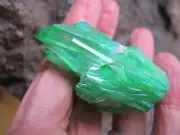 Green Aura Cluster Quartz Crystal Points Healing confidence Flashes Natural 44g