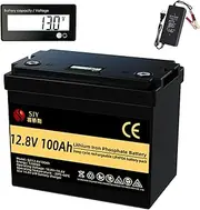 Saijiaoyang Lifepo4 12V 100Ah Deep Cycle Mini Battery for RV, Solar, Camping, Cabin, Marine and Off-Grid System, Home Energy Storage, Up to 15000 Deep Cycles