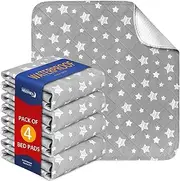 Waterproof Incontinence Chair Pads, 22" x 21" Wheelchair Reusable Seat Pads Cover, Washable Nursery Pee Pad Seat Protector, 4 Pack Gray Star