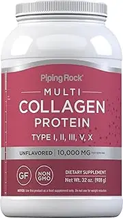Piping Rock Multi Collagen Protein Powder 32oz | Types I, II, III, V, X | Unflavored | Gluten Free