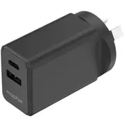 Mophie Essential 30W PD Dual Port Wall Charger - Black, 1 USB-C PD, 1 USB-A Up to 30W Fast Charging Apple iPhones, Samsung Smart Phones, Solid Construction [409912216]