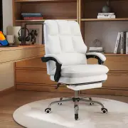 CostwayPU Leather Ergonomic Office Chair with Adjustable Swivel Seat-White