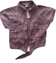 MK5 Rachel Paige Junior Short Sleeve Gauze Cropped Front Tie Top Small