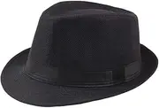 [FUDERU] Mens Unisex Classic 20s Plaid Structured Fedora Hat Vintage 1920 Cuban Hat Jazz Cap Short Brim Bowler Hat for