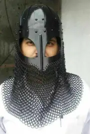 Medieval Viking Helmet Battle Armor 18G Steel and Chainmail Historical