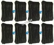 (8) Black Double Braided 1/2" x 20' ft HQ Boat Marine DOCK LINES Mooring Ropes