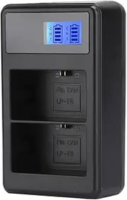 Camera Battery Charger, Mini USB Dual Charger with The LCD Display for LP-E6 60D 70D 5DII 5DIII 6D 5DS