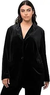 [Ulla Popken] Women's Velvet Blazer, Black
