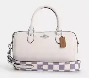 Coach Chalk Light Violet Rowan Satchel With Checkerboard Print CR102 NWT $398