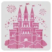Castle Painting Stencil for DIY Crafts, Star Firework Pattern for Wall Decor