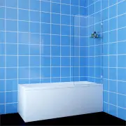 Frameless Square Shower Screen Fixed bath Panel Fit left/right side, 700mm / 1450mm