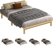 ALFORDSON Double Bed Frame Wooden Bed Base with Timber Slats, Solid Pine Wood Mattress Base Platform Support, Bed Foundation with Storage Space, Basia Series Home Bedroom Furniture in Oak