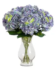 Nearly Natural Artificial Hydrangea Arrangement in Glass Vase