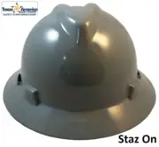 MSA V-Gard Full Brim Hard Hats with Staz-ON Suspensions - Gray