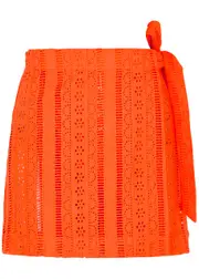Damson Madder Fiji Broderie Anglaise Cotton Wrap Skirt - Orange - 6 (UK6 / XS) 6 (UK6 / XS)
