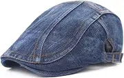 JUNMIN Men's Ladies Cowboy Beret Boys Retro Classic Style Hats (Color : Stripes Dark Blue, Size : Adjustable)