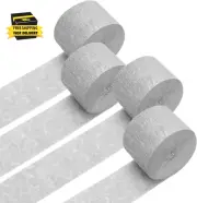 Crepe Paper Streamers 4 Rolls 328Ft, Pack of Silver Party Streamers for Wedding