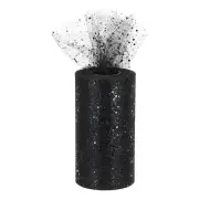 6" 50 Yards Sequin Tulle Ribbon Rolls Glitter Netting Fabric Ink Black