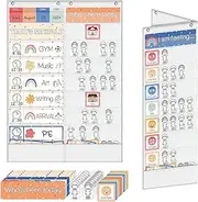Boczif Daily Schedule Pocket Chart, Emotions Feelings Pocket Chart, Express Your Feelings Classroom Chart for Kids, Visual Schedule Chart for Classroom Office Home Preschool Activity (White)