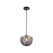 CLA Lighting FOSSETTE Interior Dimpled Smoked/ Effect Glass Pendant Light- Flat Top Dome