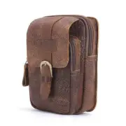 Retro Multifunctional Men Waist Bag Mobile Phone Belt Bag Satchel (Brown)