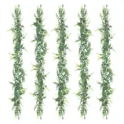 5Pcs Faux Eucalyptus Leaves Garland 6Ft Artificial Greenery Wall Hanging Vines