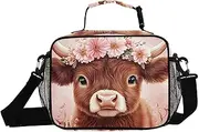 Cute Cow Garland Insulated Lunch Box for Women Men - Ideal for Work, Picnics - Includes Adjustable Shoulder Strap