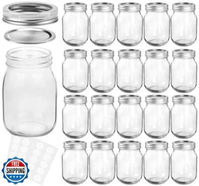KAMOTA Mason Jars 12 oz With Regular Lids and Bands, Ideal for Jam, Honey, We