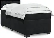 vidaXL Box Spring Bed with Mattress - Black King Single, Fabric Upholstered Bedstead with LED Lights