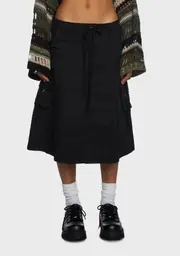 [Minga] Fae Cargo Midi Skirt - Black