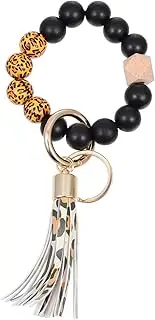 [TOGEVAL] Key Chain Beaded Keychain Wristlet Car Keychains Wristlet Keyring with Tassel Keyrings for Car Keys Wrist Braces Lanyard Beads Key Rings for Car Keys Circle Beads Car Holder Wood