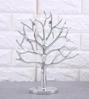 1x Poly tree decor jewelry display stand shinning silver