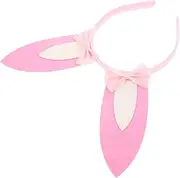 Rabbit Ears Headdress Bowknot Chipmunk Ears Rabbit Headwear Toy Hairband Inflatable Costumes Pigs Plush Headband Bows Bunny Head Band Cartoon Rabbit Headband Plastic Pink