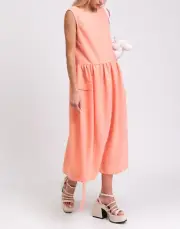 RRP €380 EMPORIO ARMANI Midi A-Line Dress EU42 US6 UK10 M Pink Drawstring Hem