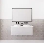 750-1500*450mm ABS Bergen Matt White Curved Edge Fluted Wall Cabinet Hung Vanity MDF Board PVC Coating