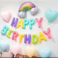 在飛比找momo購物網優惠-【野思】彩虹生日氣球套組
